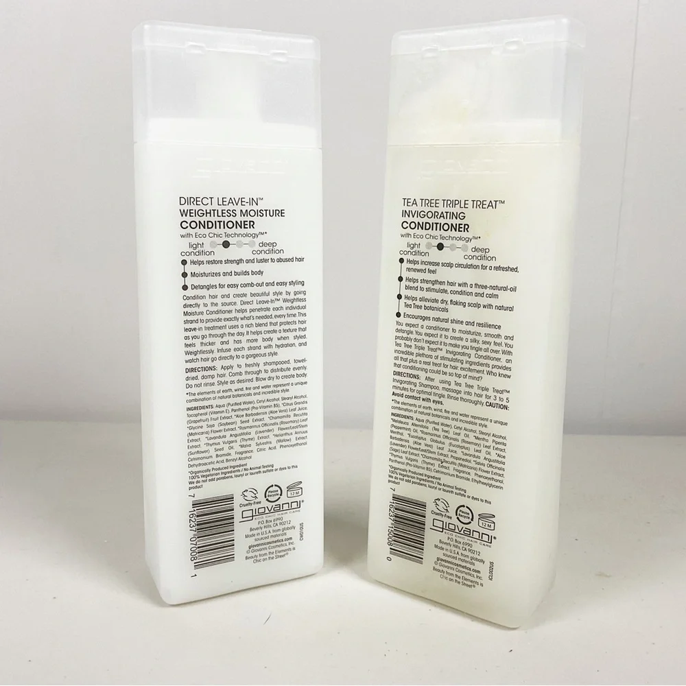 Giovanni Tea Tree & weightless, moisture conditioner Lot 2 New Hair Care